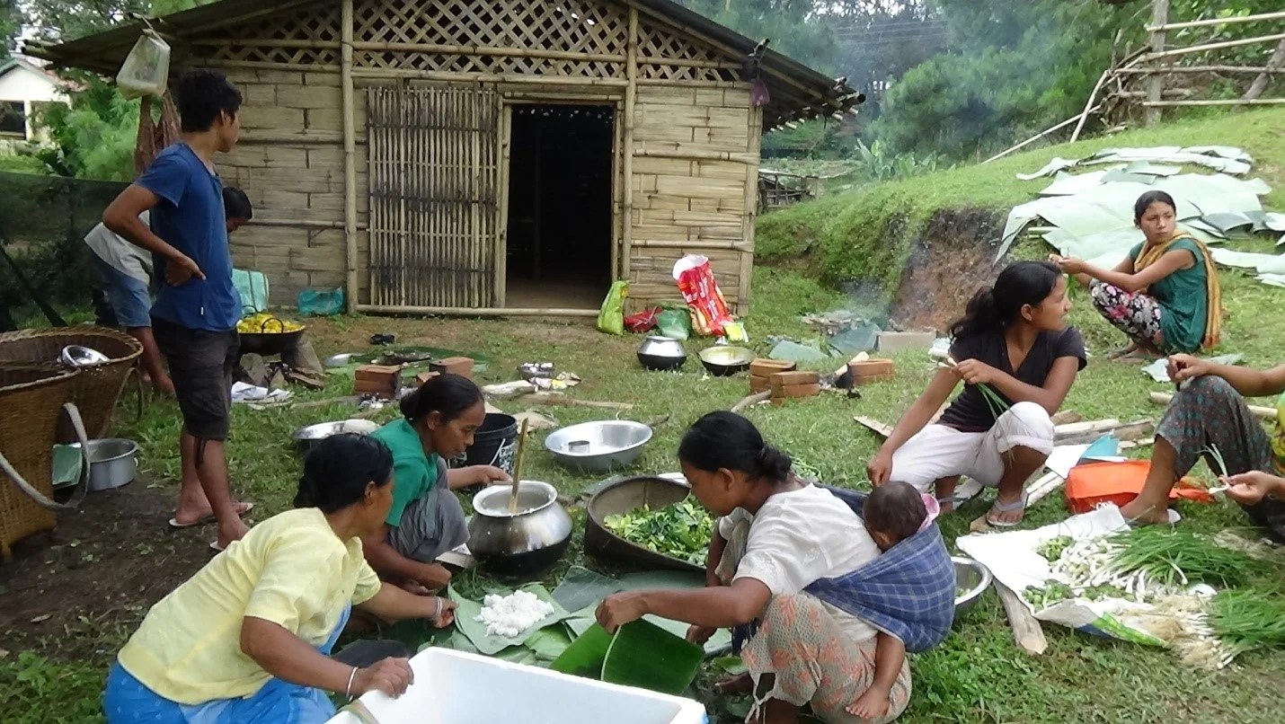 People of Chandigre preparing local food for the participants. Chandigre is one of the communities who will be participating at IMR-2015. Photo: NESFAS/Chakseng