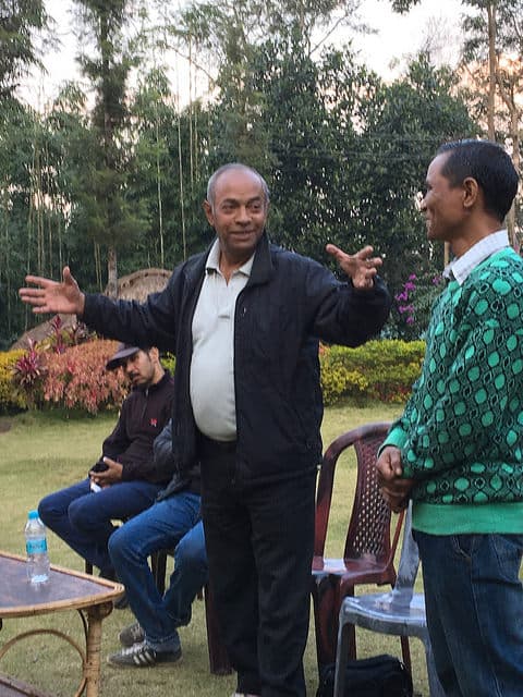 Dr. Carl Rangad, director of NESFAS, visiting the Garo community of Chandigre, congratulating villagers on their agroecological work to safeguard soil, seeds and biodiversity.